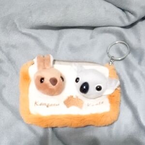 Kangaroo and Koala Plush Keychain Pouch